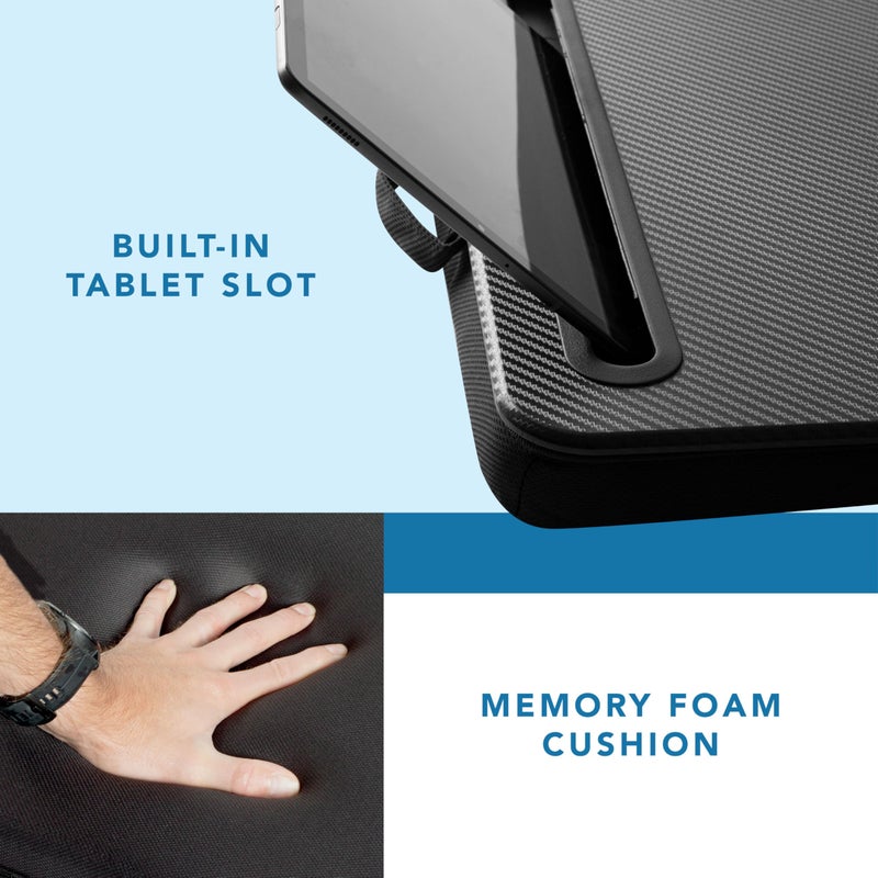 LAPGEAR Memory Foam Lap Desk with Wrist Rest and Media Slot - Medium - Black Carbon - Fits up to 15.6 Inch Laptops and Most Tablet Devices - Style No. 91338 - Image 4